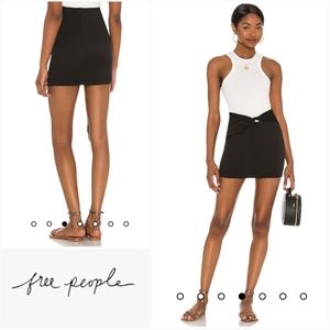 FREE PEOPLE Night Dreamer Twist Mini Skirt In Black Beauty Size 14